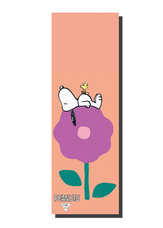 Ascend Yoga Mat Peanuts Snoopy and Woodstock Tan Flower - Yoga Mat